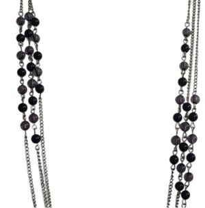 Elegant Silver and Black Beaded Necklace & Earring Set